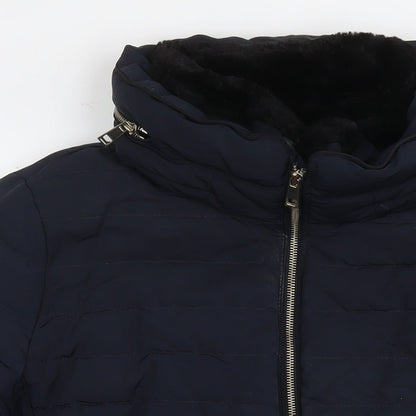 Womens UK Size 12 Marks and Spencer Blue Quilted Coat