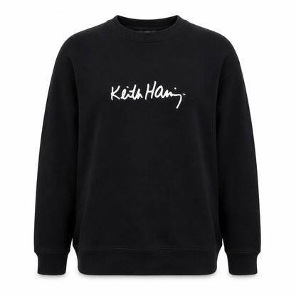 Keith Haring Womens Black Cotton Pullover Sweatshirt Size L Pullover - Party Activities Logo