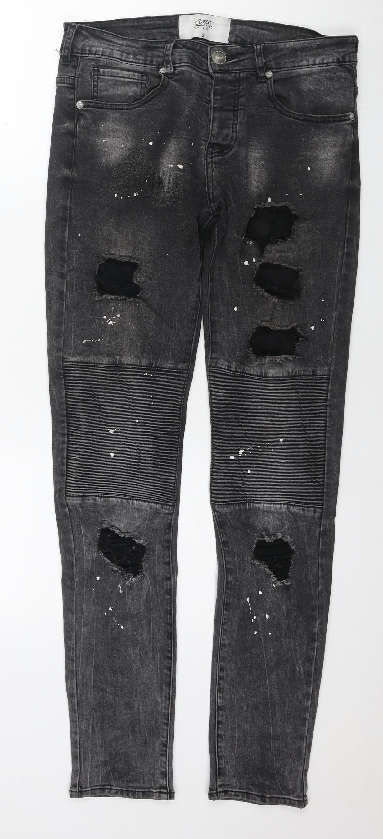 Mens UK Size 31 in Sixth June Regular Fit Skinny Grey Jeans