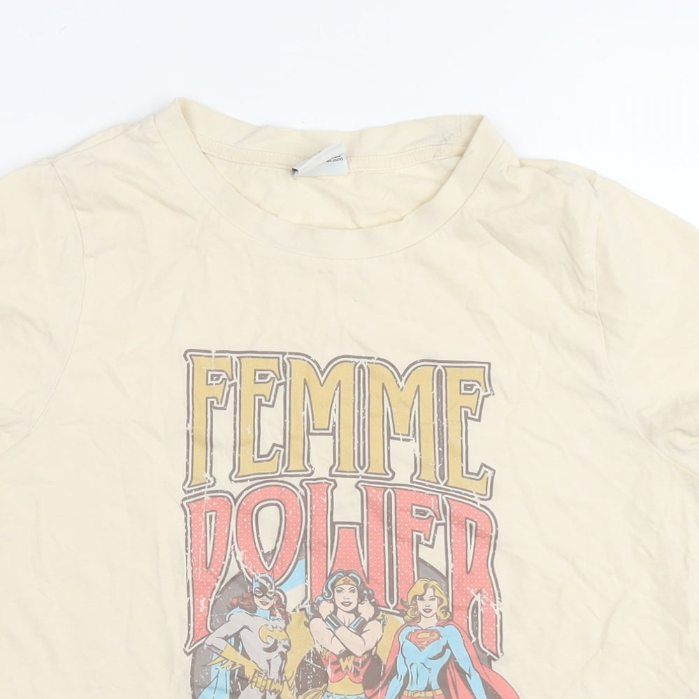 Womens UK Size 10 Wonder Woman Beige Basic T-Shirt