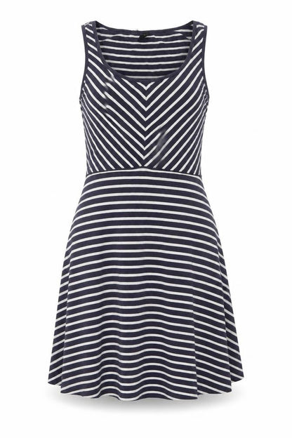 VERO MODA Womens Blue Striped Viscose Fit & Flare Size XS Scoop Neck Pullover