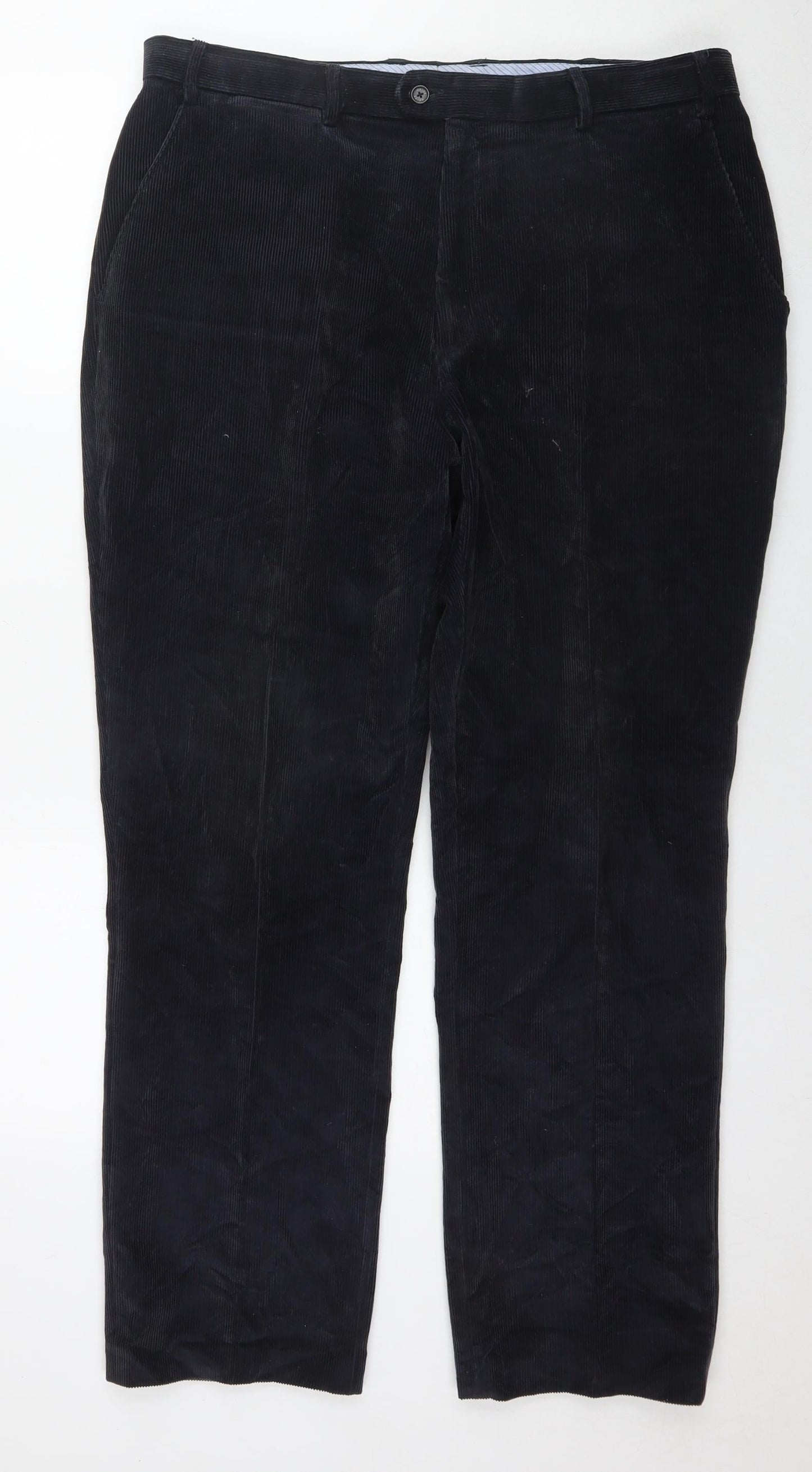 Melka Mens Blue Cotton Trousers Size 39 in L34 in Regular Zip