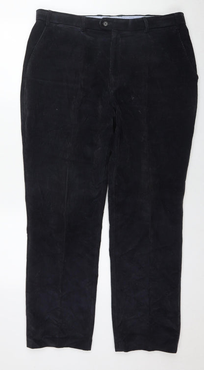Melka Mens Blue Cotton Trousers Size 39 in L34 in Regular Zip