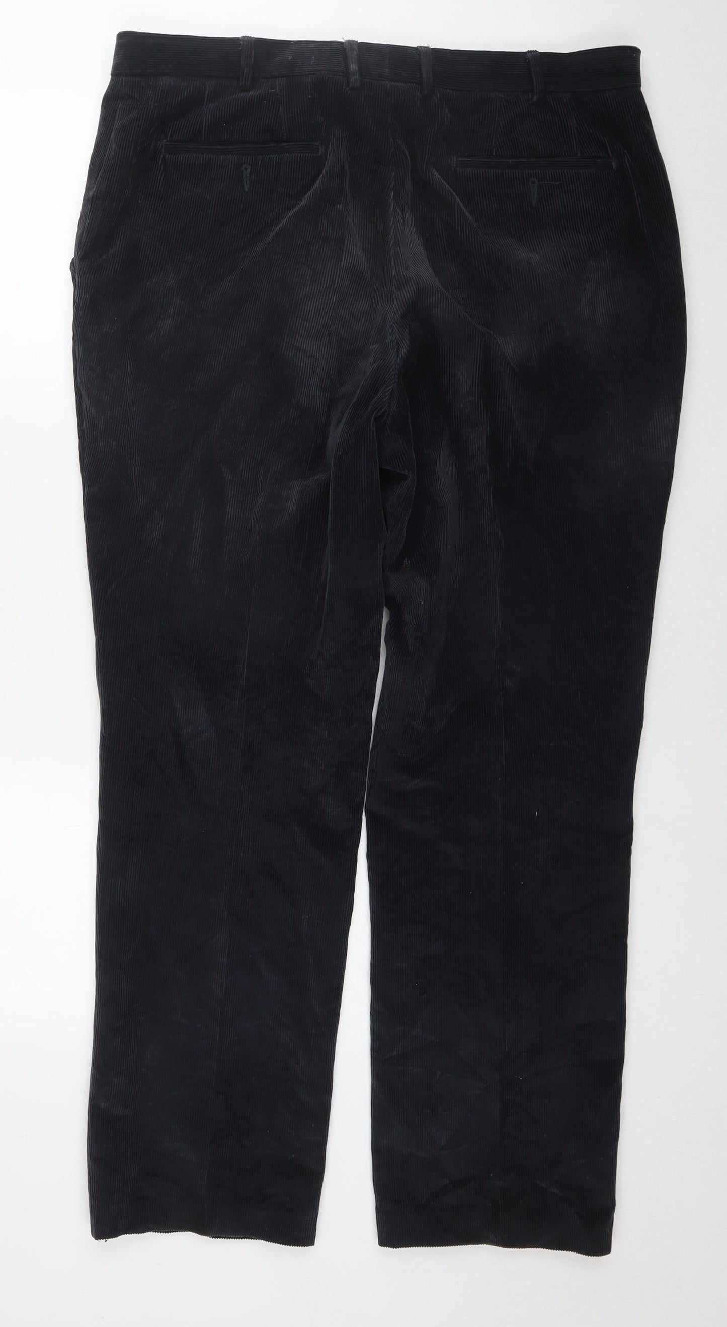 Melka Mens Blue Cotton Trousers Size 39 in L34 in Regular Zip
