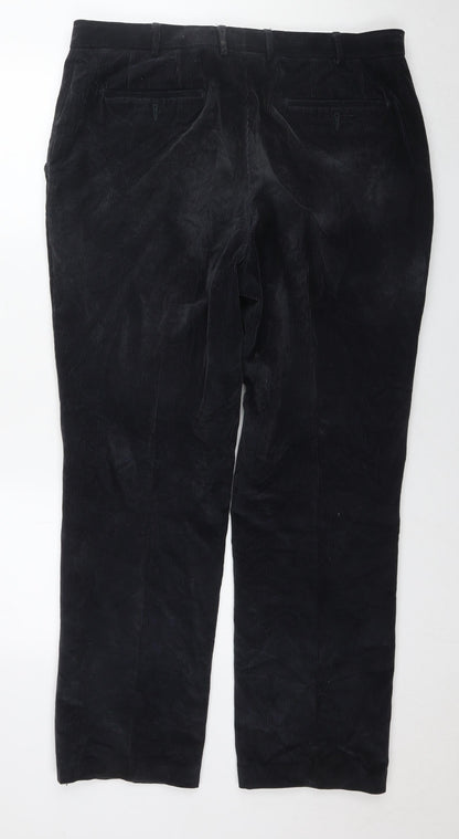 Melka Mens Blue Cotton Trousers Size 39 in L34 in Regular Zip