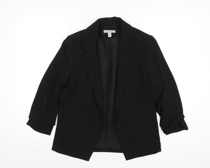 H&M Womens Black Polyester Jacket Blazer Size 8