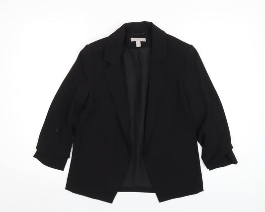 H&M Womens Black Polyester Jacket Blazer Size 8