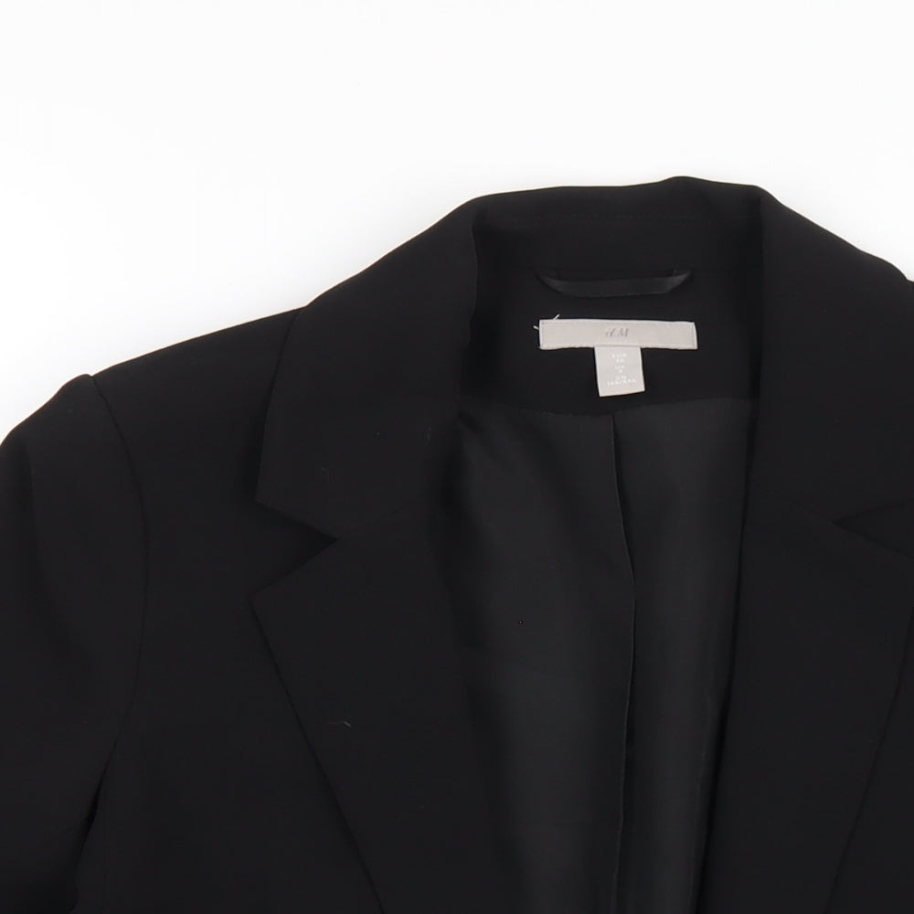 H&M Womens Black Polyester Jacket Blazer Size 8