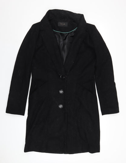 Womens UK Size M VILA Black Overcoat