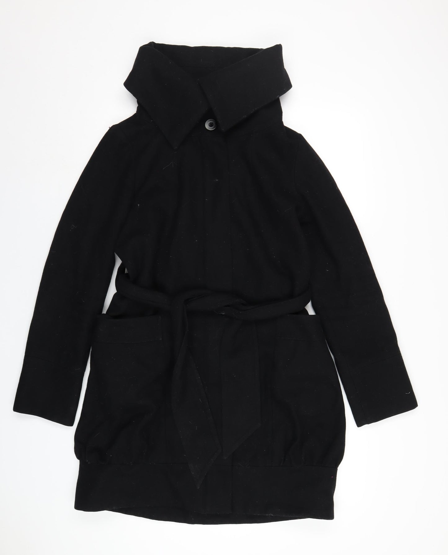 Womens UK Size 12 Topshop Black Overcoat