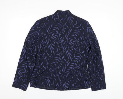 Jeffery Rogers Womens Blue Geometric Jacket Size 14 Button