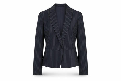 Marks and Spencer Womens Blue Striped Polyester Jacket Blazer Size 12