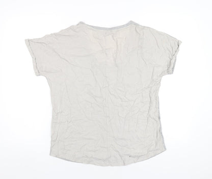 Jack Wills Womens Grey Cotton Basic T-Shirt Size 10 V-Neck