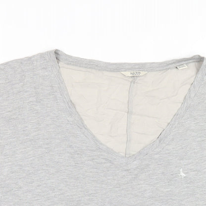 Jack Wills Womens Grey Cotton Basic T-Shirt Size 10 V-Neck