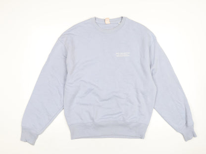 KIHT Mens Blue Cotton Pullover Sweatshirt Size M