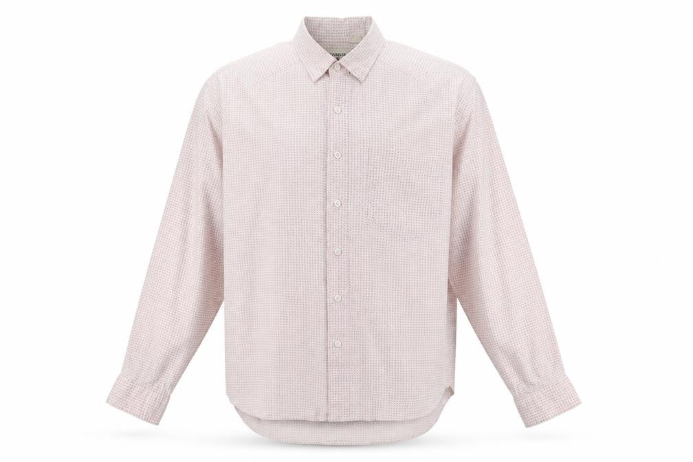 Barnaby Men's White Geometric Shirt M Long Sleeve