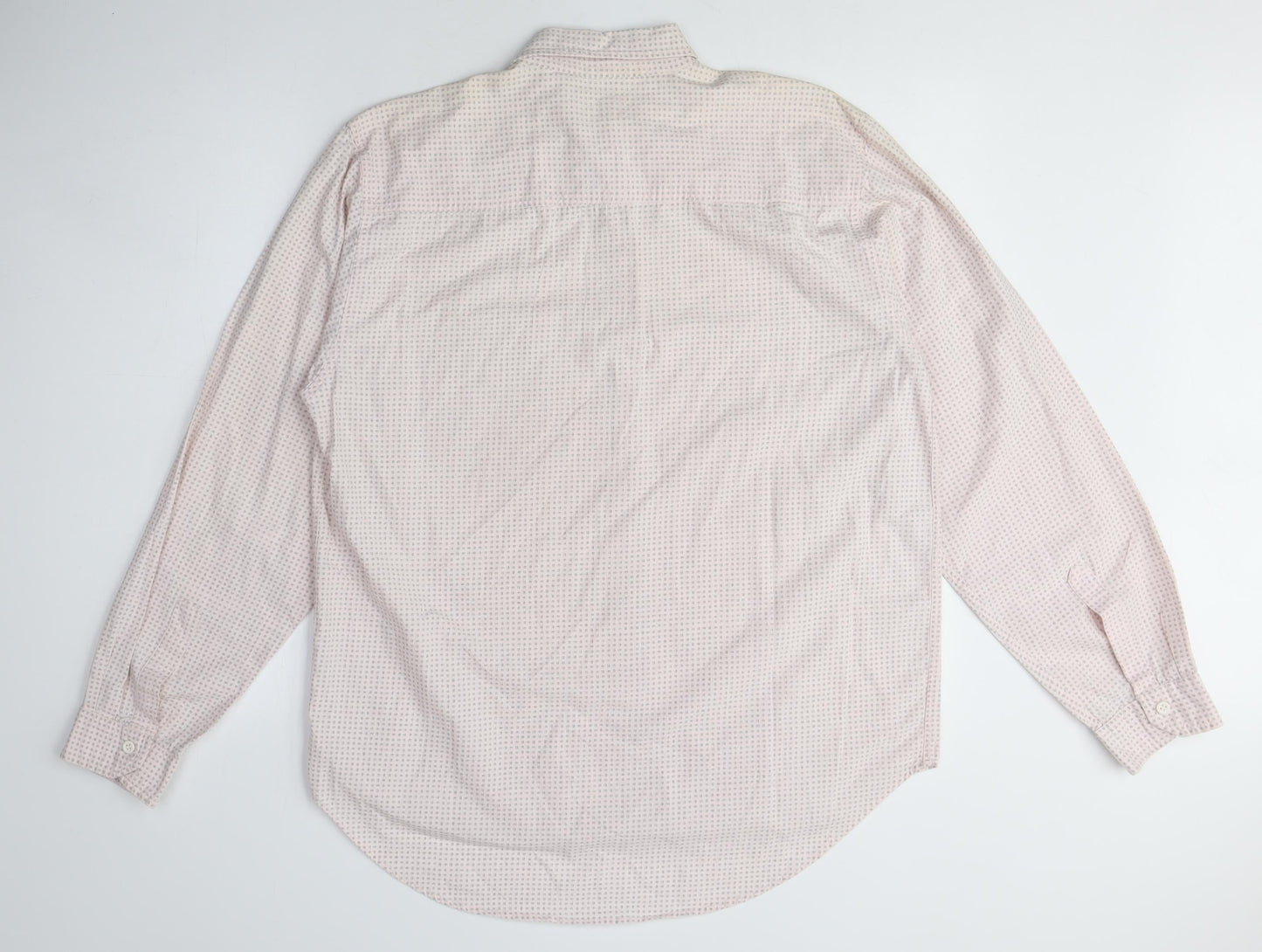 Barnaby Men's White Geometric Shirt M Long Sleeve