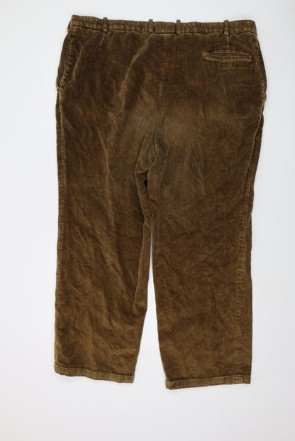 Alpendale Mens Brown Cotton Trousers Size 44 in L28 in Regular Button
