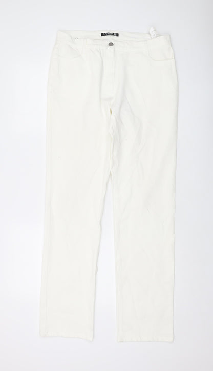 Betty Barclay Womens Ivory Cotton Straight Jeans Size 16 L33 in Regular Button
