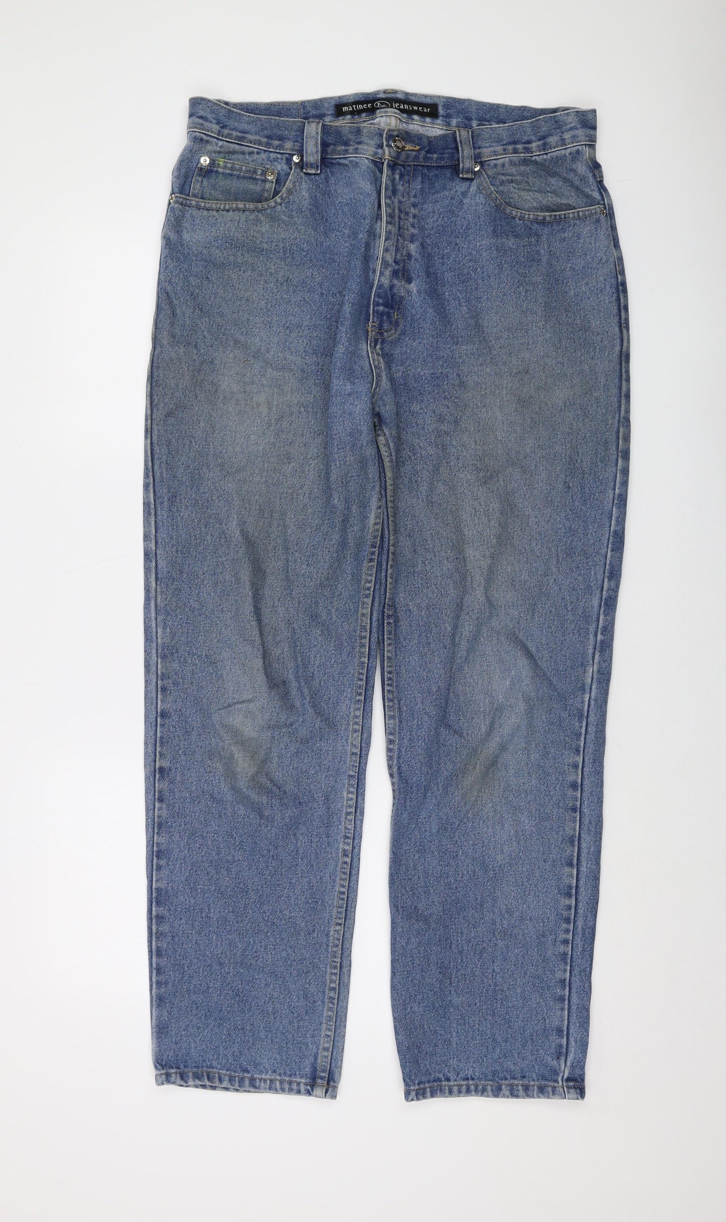 Matinee Mens Blue Cotton Straight Jeans Size 36 in L29 in Regular Button