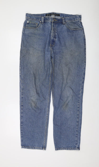Matinee Mens Blue Cotton Straight Jeans Size 36 in L29 in Regular Button