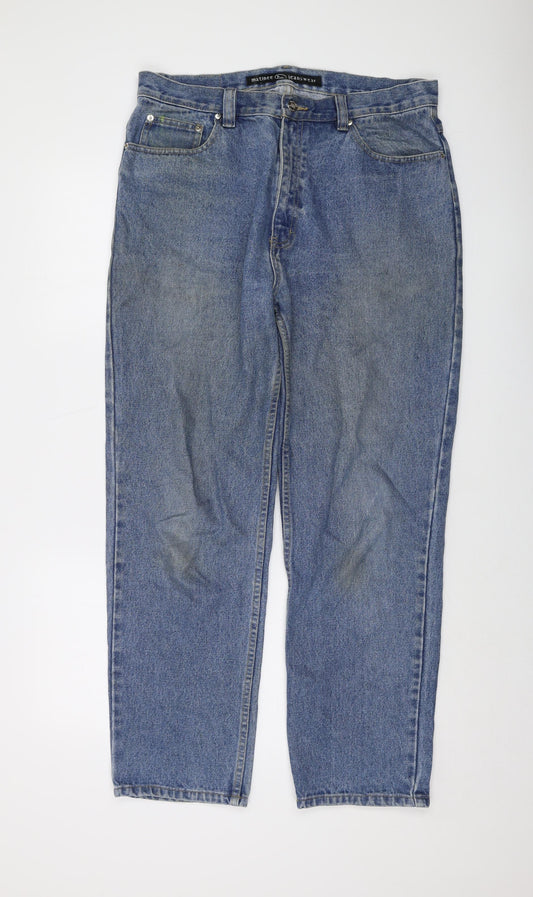 Matinee Mens Blue Cotton Straight Jeans Size 36 in L29 in Regular Button