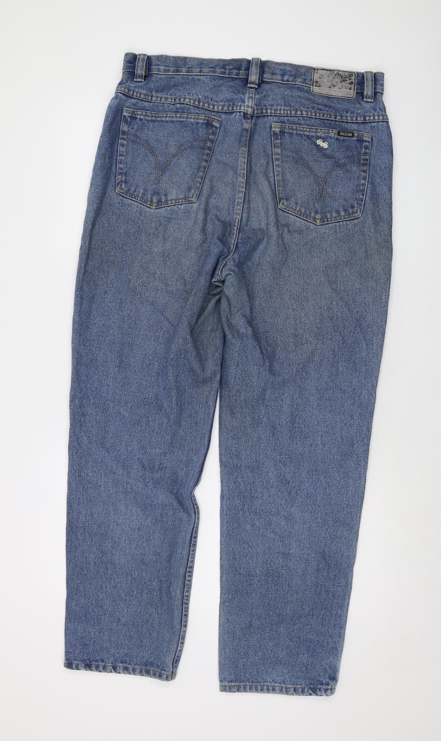 Matinee Mens Blue Cotton Straight Jeans Size 36 in L29 in Regular Button