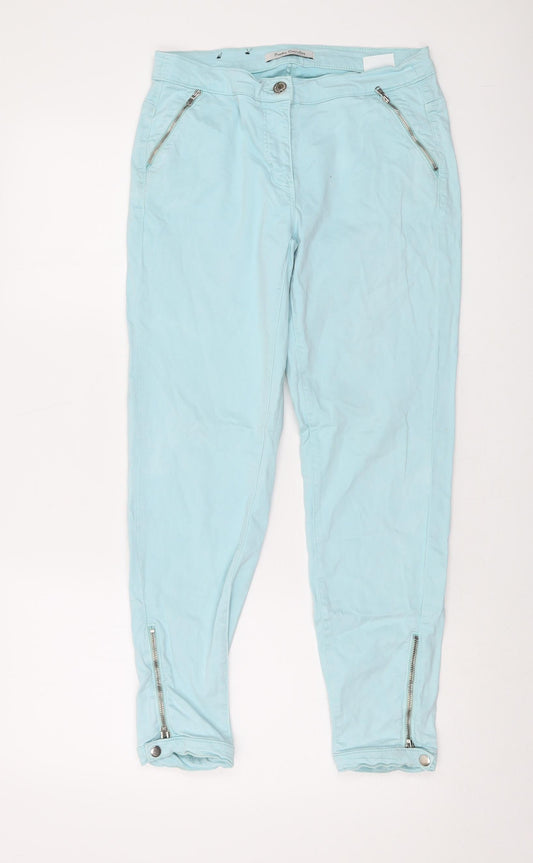 Betty Barclay Womens Blue Lyocell Trousers Size 12 L27 in Regular Button