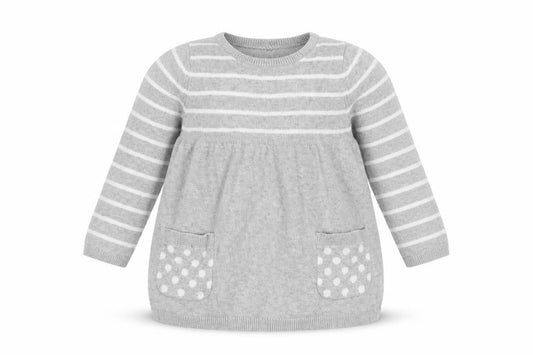 Gap Girls Grey Striped Cotton Pullover Jumper Size 18-24 Months Button