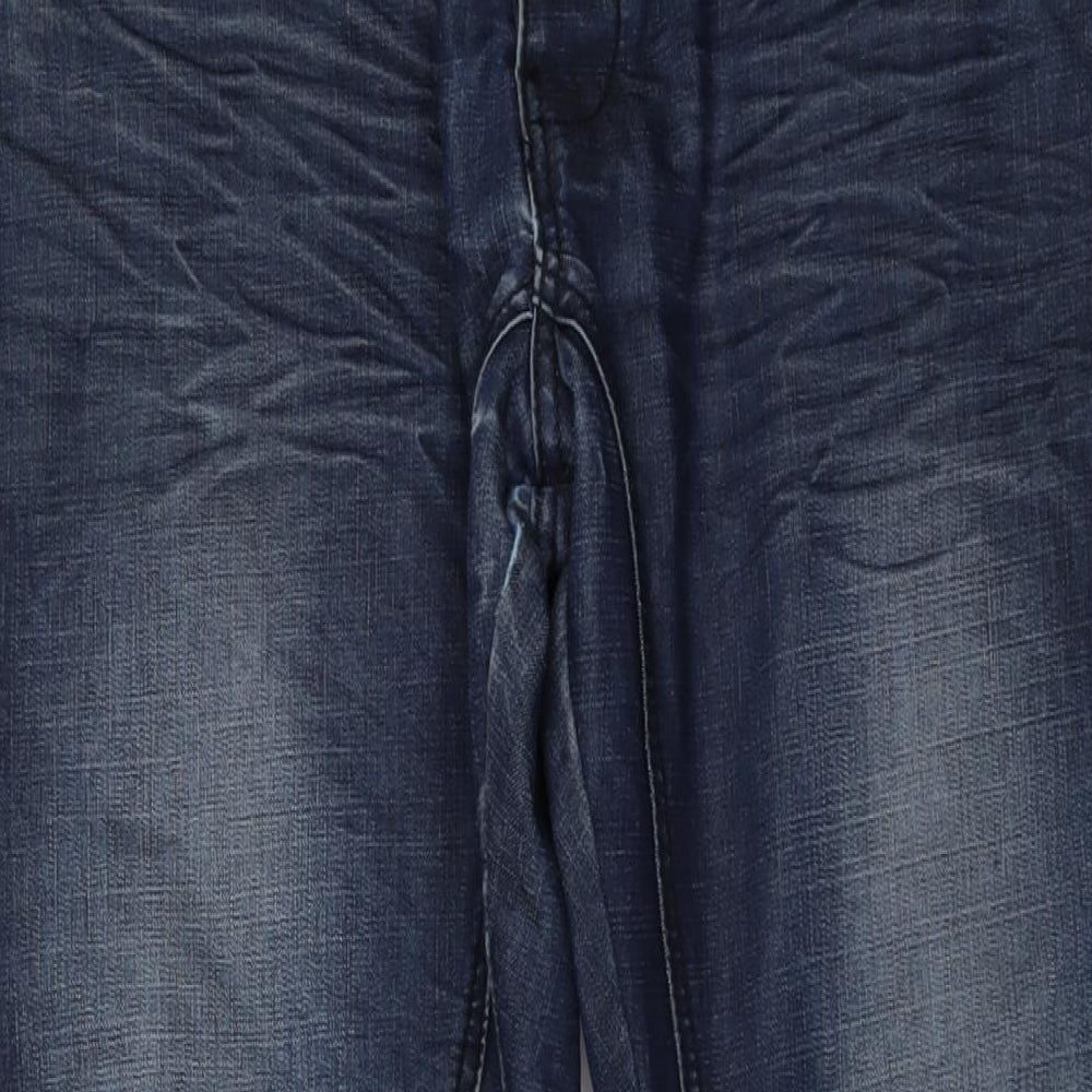 Zenzo Mens Blue Cotton Straight Jeans Size 38 in L32 in Regular Button