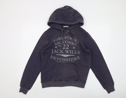 Jack Wills Boys Blue Cotton Pullover Hoodie Size 12 Years Pullover - Logo