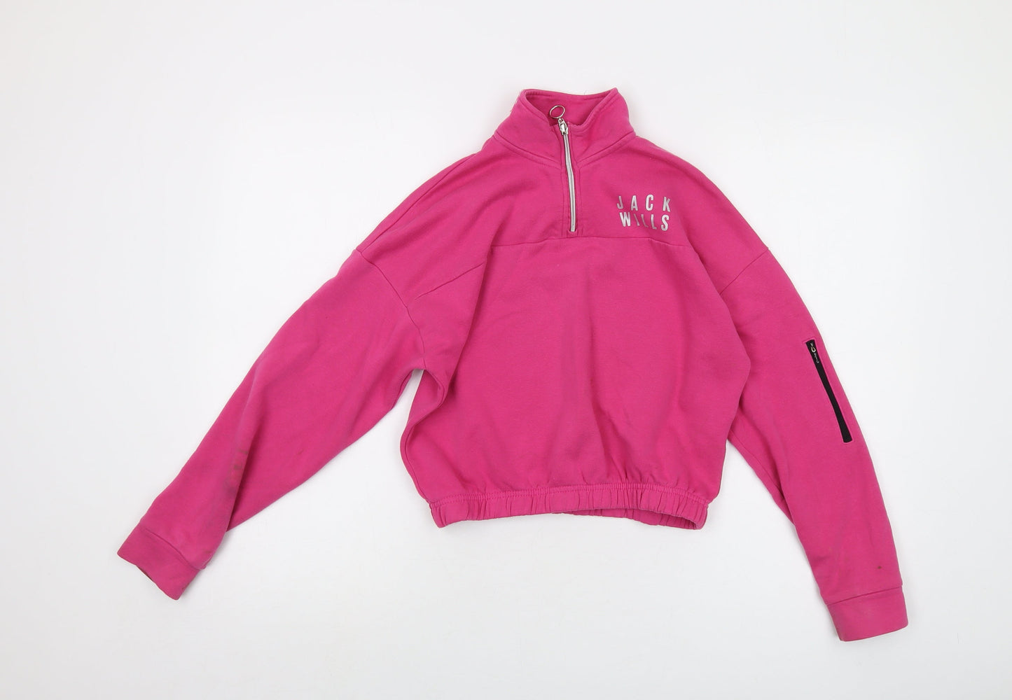 Jack Wills Girls Pink Cotton Pullover Sweatshirt Size 10-11 Years Zip