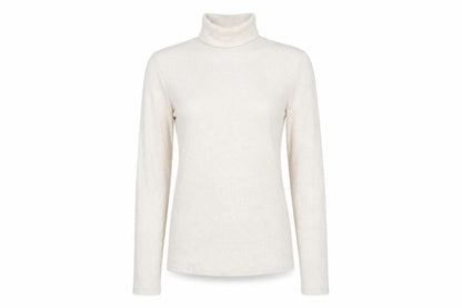 Marks and Spencer Womens Beige Polyester Basic T-Shirt Size 10 Roll Neck