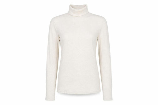Marks and Spencer Womens Beige Polyester Basic T-Shirt Size 10 Roll Neck