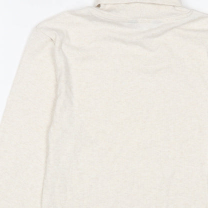 Marks and Spencer Womens Beige Polyester Basic T-Shirt Size 10 Roll Neck