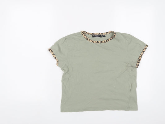 Womens UK Size S Brave Soul Green Cropped T-Shirt