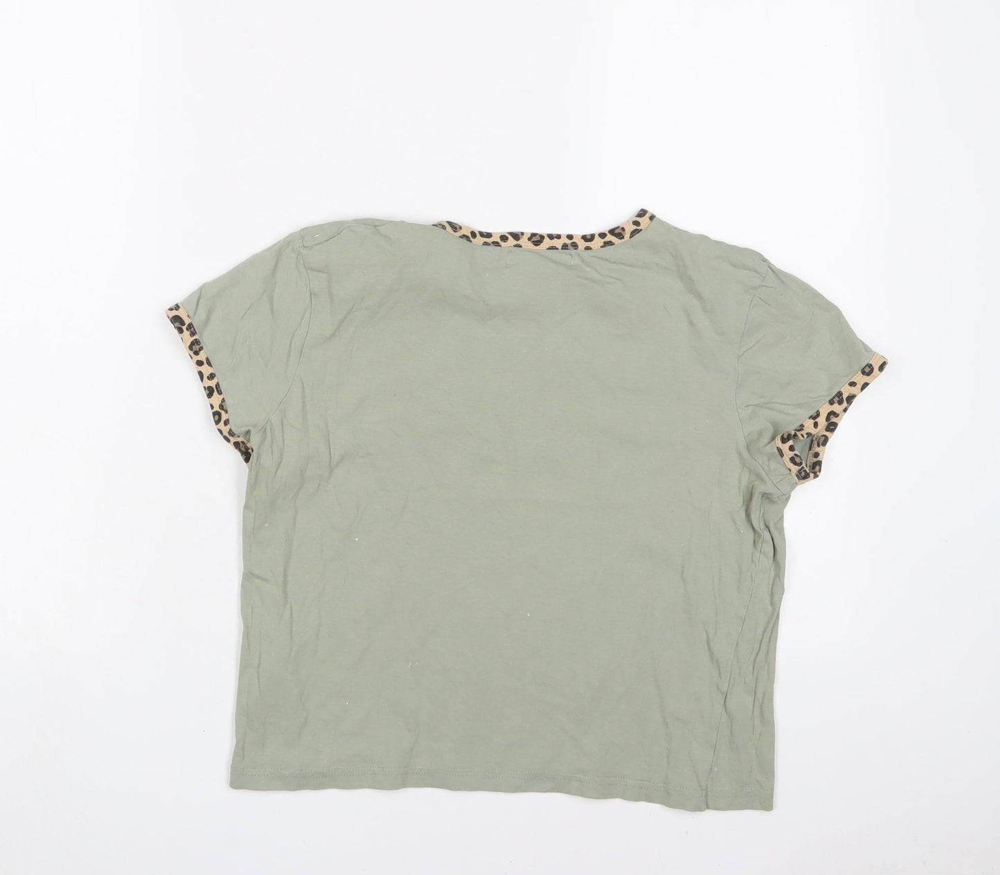 Womens UK Size S Brave Soul Green Cropped T-Shirt