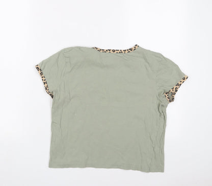 Womens UK Size S Brave Soul Green Cropped T-Shirt