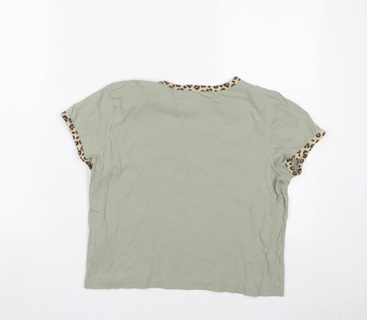 Womens UK Size S Brave Soul Green Cropped T-Shirt