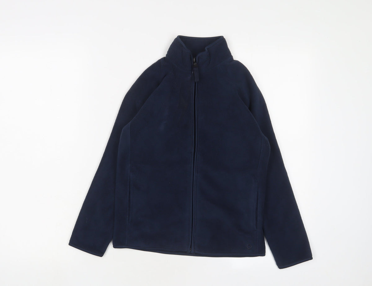 Additional front view of Goodmove girls’ blue jacket, size 8-9, years zip