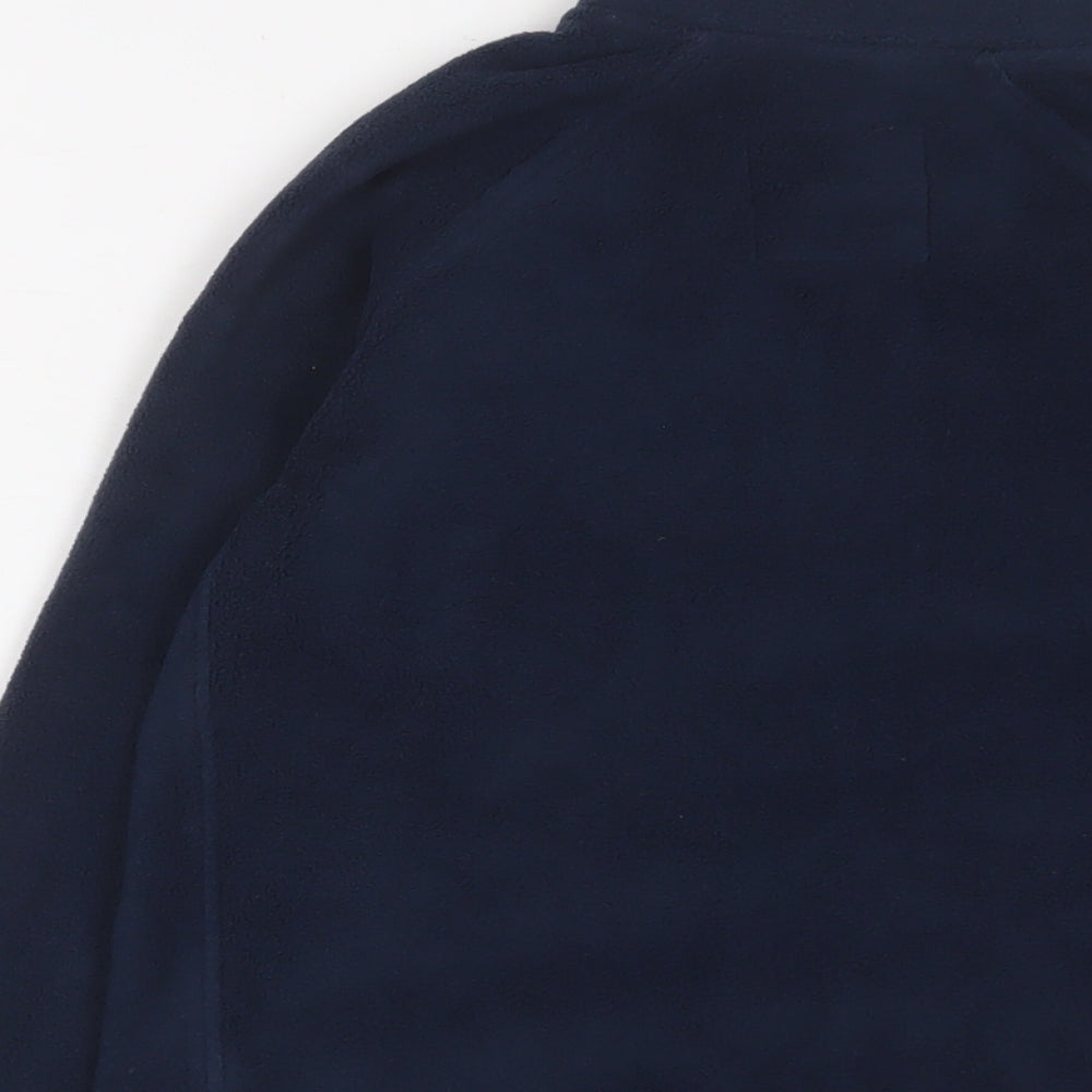 Brand and care label for Goodmove girls’ blue jacket, size 8-9, years zip