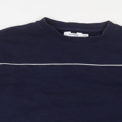 Topman Mens Blue Cotton Pullover Sweatshirt Size S