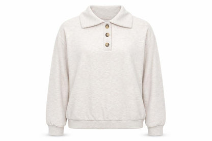 Very Womens Beige Cotton Pullover Sweatshirt Size 18 Button