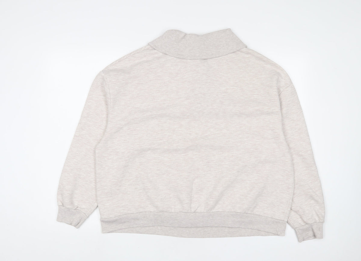 Very Womens Beige Cotton Pullover Sweatshirt Size 18 Button