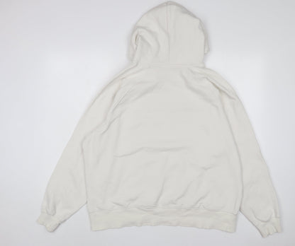 H&M Womens White Cotton Pullover Hoodie Size M Pullover