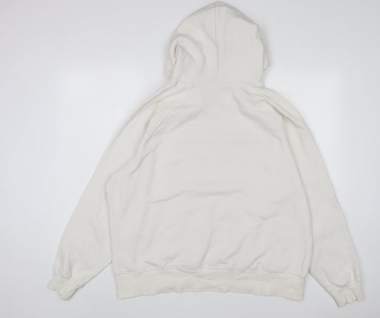 H&M Womens White Cotton Pullover Hoodie Size M Pullover