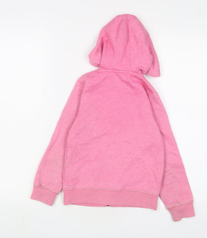Marks and Spencer Girls Pink Cotton Full Zip Hoodie Size 7-8 Years Zip