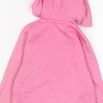 Marks and Spencer Girls Pink Cotton Full Zip Hoodie Size 7-8 Years Zip