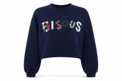 River Island Womens Blue Cotton Pullover Sweatshirt Size M Pullover - Sequins, Beaded