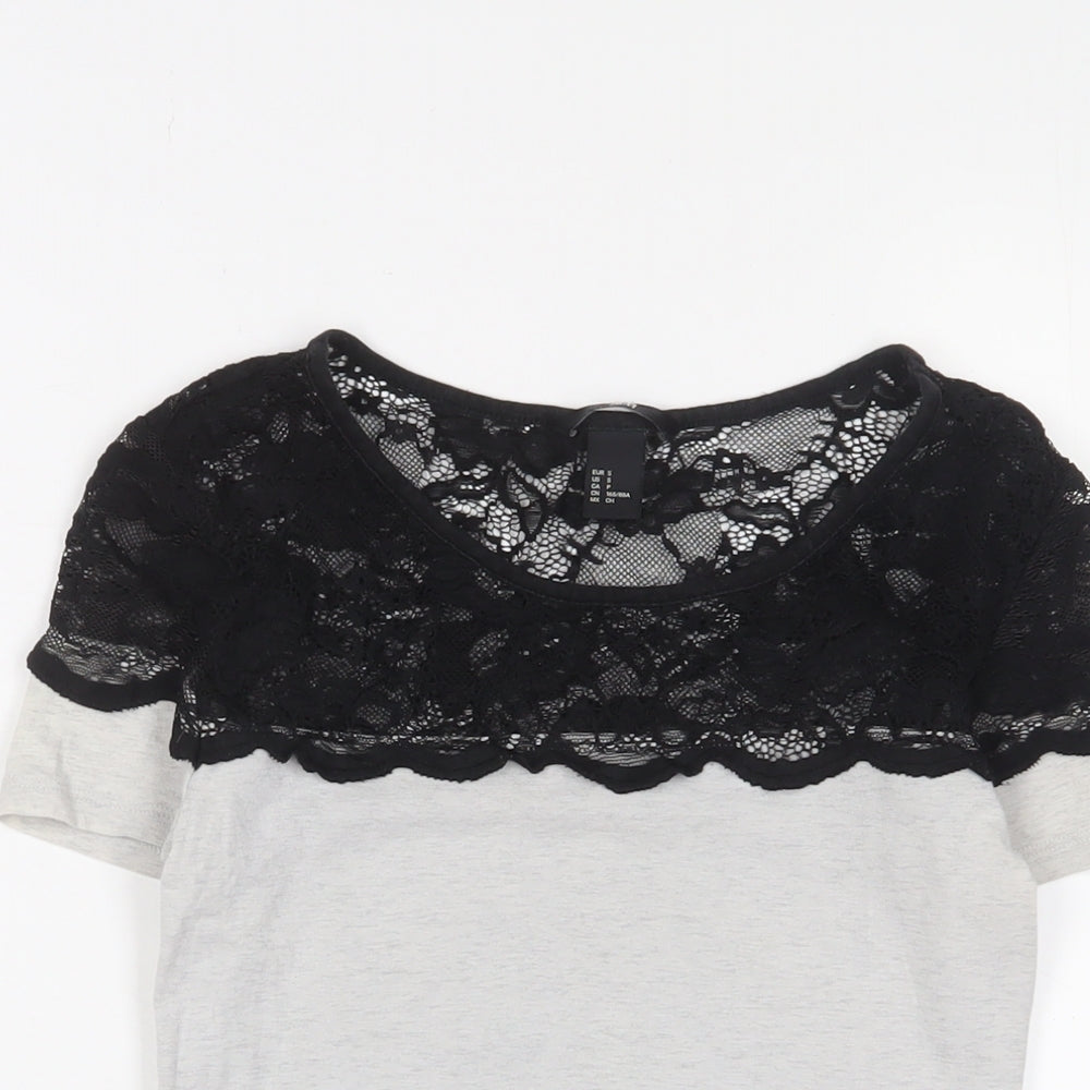Womens UK Size S H&M Grey Basic T-Shirt